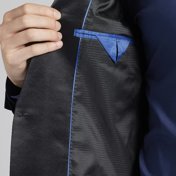 Egara Slim Fit Navy Diamond Jacquard Dinner Tuxedo Jacket 38R - Picture 5 of 5